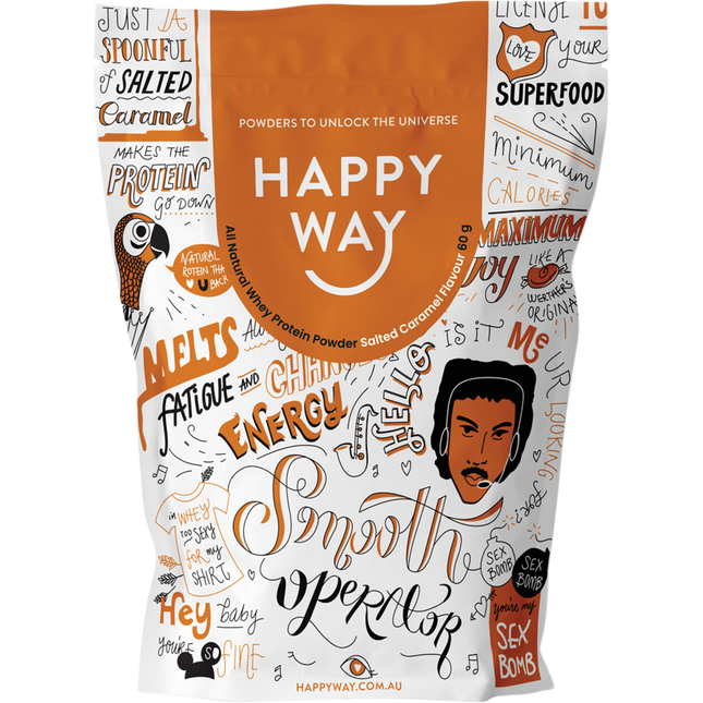 Happy Way Whey Protein Powder Salted Caramel 6x60g