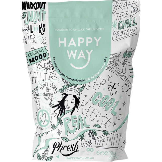 Happy Way - Hemp Protein Powder Cacao Mint - 6x60g