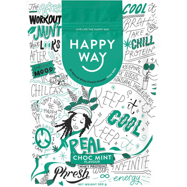 Happy Way - Whey Protein Powder Choc Mint - 500g