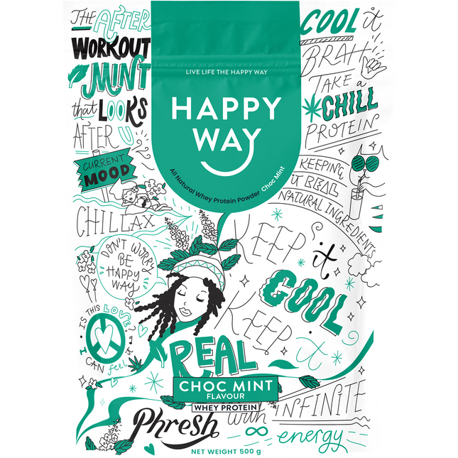 Happy Way Whey Protein Powder Choc Mint 500g