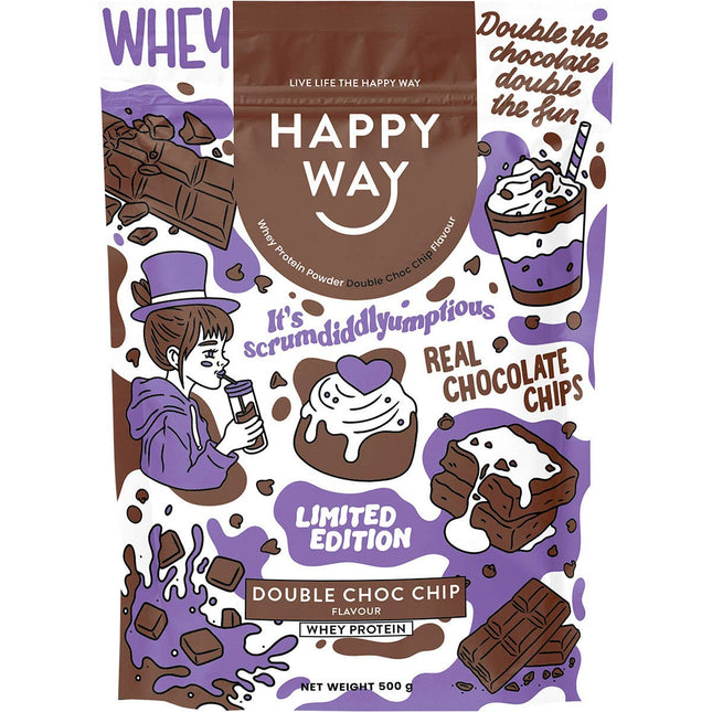 Happy Way - Whey Protein Powder Double Choc Chip - 500g