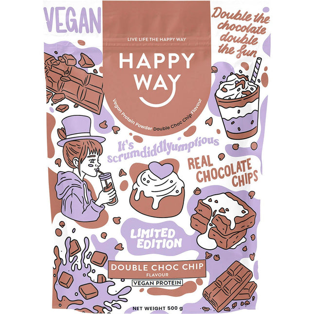Happy Way - Vegan Protein Powder Double Choc Chip - 500g
