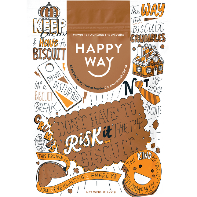 Happy Way Whey Protein Powder Caramel Biscuit 500g