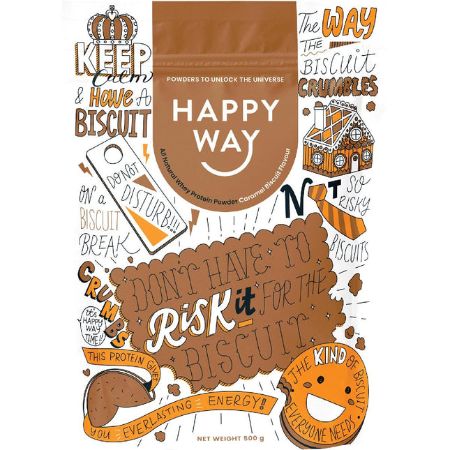 Happy Way - Whey Protein Powder Caramel Biscuit - 500g