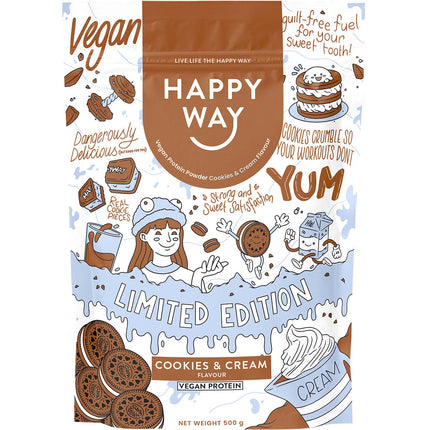 Happy Way - Vegan Protein Powder Cookies & Cream - 500g