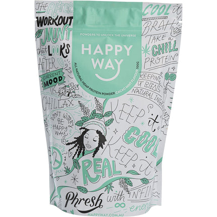 HAPPY WAY Hemp Protein Powder Cacao Mint 500g | Reusable Coffee Cup