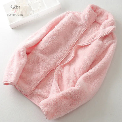 Winter Coral Fleece Coat Women's Anti-Snow Jacket Double-Sided Soft Men's Thickened Outwear Warm Outdoor Top Stormcoat Liner