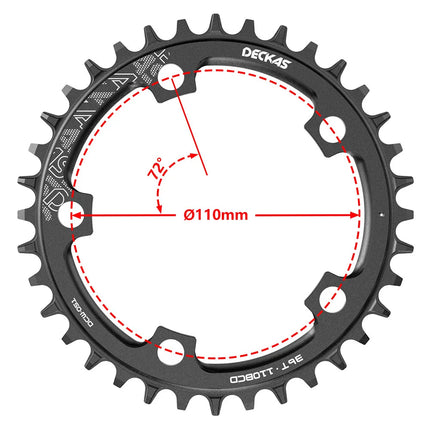 DECKAS 110BCD Chainring 36T-52T for Shimano SRAM 5 Bolt Road Bike Narrow Wide Crank