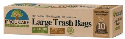 IF YOU CARE TRASH BAGS WITH DRAWSTRING (30GALLON/113.6L) 10BAGS