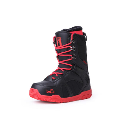 SNOWBOARD BOOTS - WS 2032 BLACK & RED LACE-UP