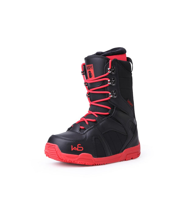 SNOWBOARD BOOTS - WS 2032 BLACK & RED LACE-UP