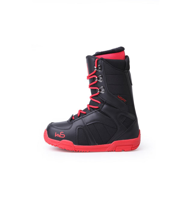 SNOWBOARD BOOTS - WS 2032 BLACK & RED LACE-UP
