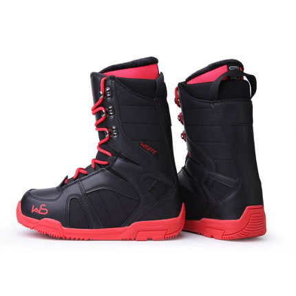 SNOWBOARD BOOTS - WS 2032 BLACK & RED LACE-UP
