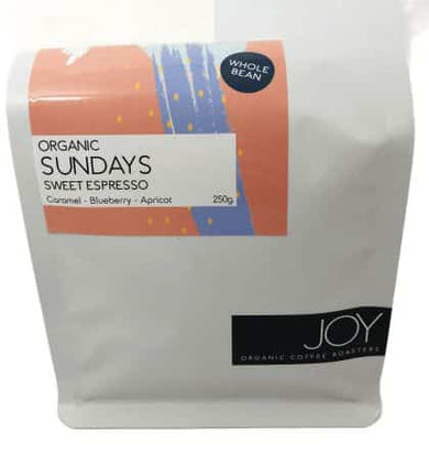 JOY ORGANIC COFFEE BEANS SUNDAYS 250G