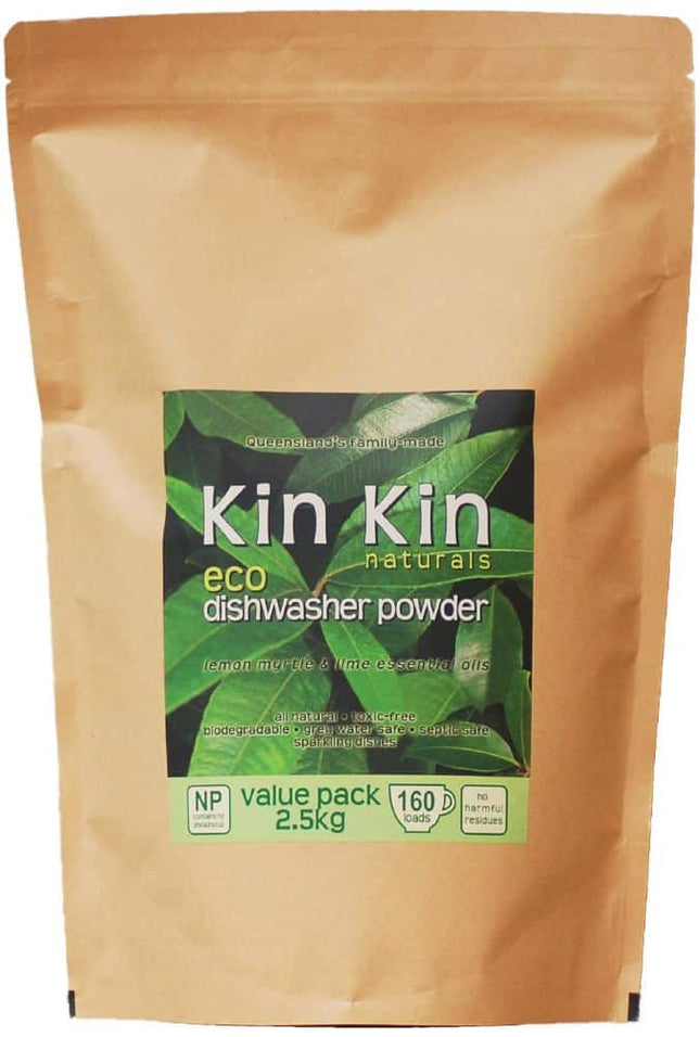 KIN KIN NATURALS ECO DISHWASHER POWDER LIME & LEMON MYRTLE 2.5KG POUCH