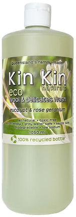 KIN KIN NATURALS ECO WOOL & DELICATES WASH EUCALYPT & ROSE GERANIUM 1050ML