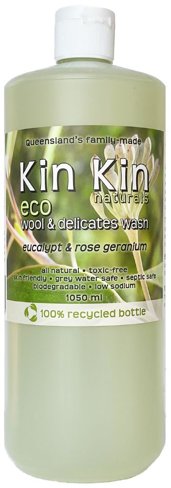 KIN KIN NATURALS ECO WOOL & DELICATES WASH EUCALYPT & ROSE GERANIUM 1050ML