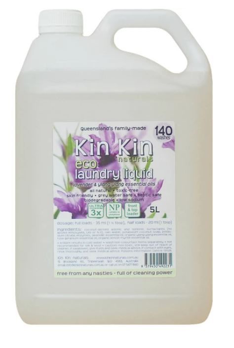 KIN KIN NATURALS ECO LAUNDRY LIQUID LAVENDER & YLANG YLANG 5L