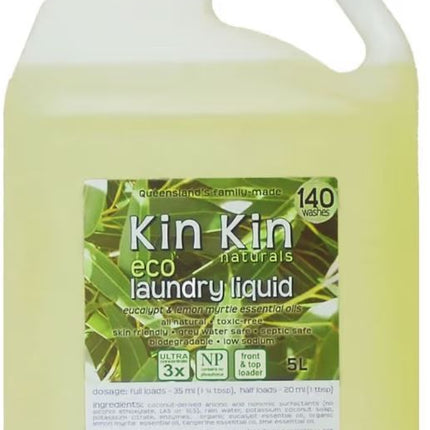 KIN KIN NATURALS ECO LAUNDRY LIQUID EUCALYPT & LEMON MYRTLE 5L