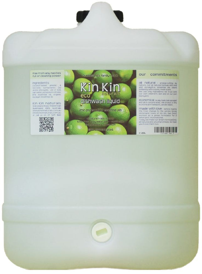 KIN KIN NATURALS ECO DISHWASH LIQUID LIME & EUCALYPT 20L