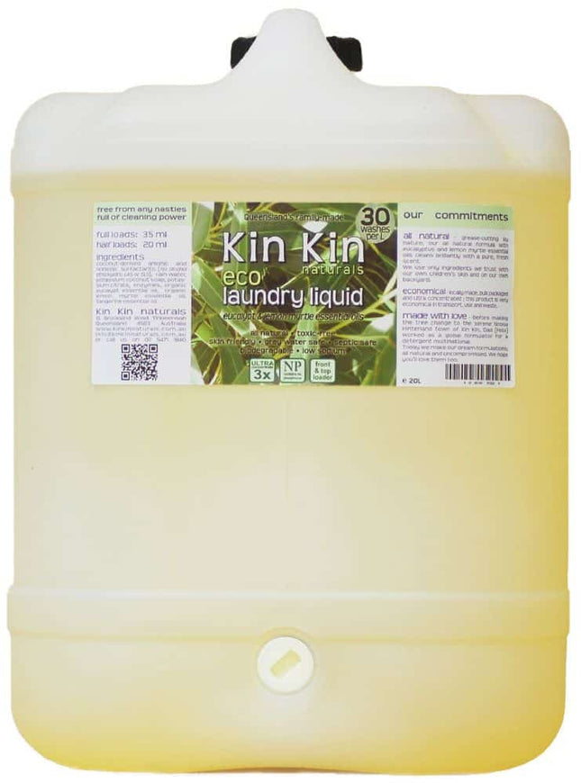 KIN KIN NATURALS ECO LAUNDRY LIQUID EUCALYPT & LEMON MYRTLE 20L