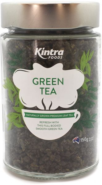 KINTRA FOODS LOOSE LEAF GREEN TEA GLASS JAR 150G