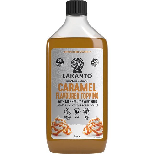 LAKANTO Caramel Flavoured Topping with Monkfruit Sweetener 360ml | Baking Ingredient