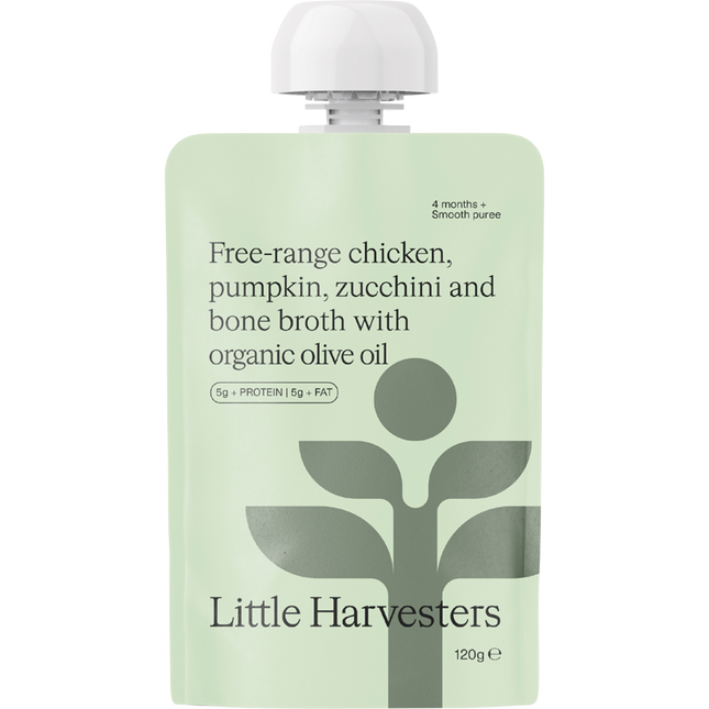 Little Harvesters Free-Range Chicken Pumpkin & Zucchini Bone Broth 6x120g