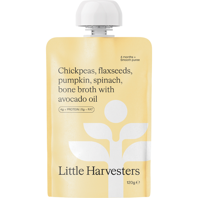 Little Harvesters Chickpeas, Flaxseeds, Pumpkin, Spinach & Bone Broth 6 x 120g