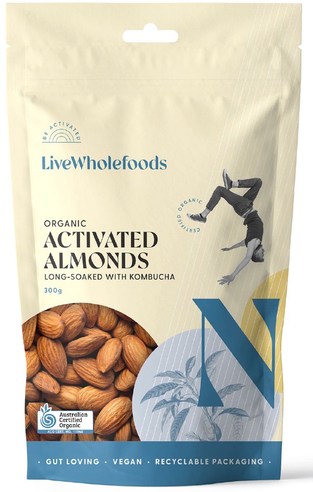 LIVE WHOLEFOODS ALMONDS ORGANIC ACTIVATED 300G