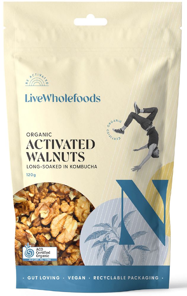 LIVE WHOLEFOODS WALNUTS ORGANIC ACTIVATED 120G