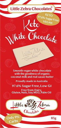 LITTLE ZEBRA CHOCOLATES CHOCOLATE WHITE KETO 85G X 12