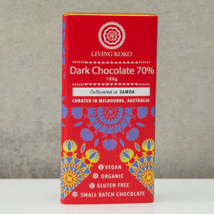 LIVING KOKO ORGANIC SINGLE ORIGIN DARK CHOCOLATE (70%) 100G