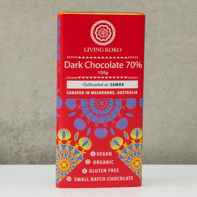 LIVING KOKO ORGANIC SINGLE ORIGIN DARK CHOCOLATE (70%) 100G