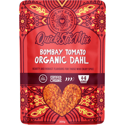 LOVE MY EARTH Quick Stix Mix Organic Dahl Bombay Tomato 200g | Grains & Pasta