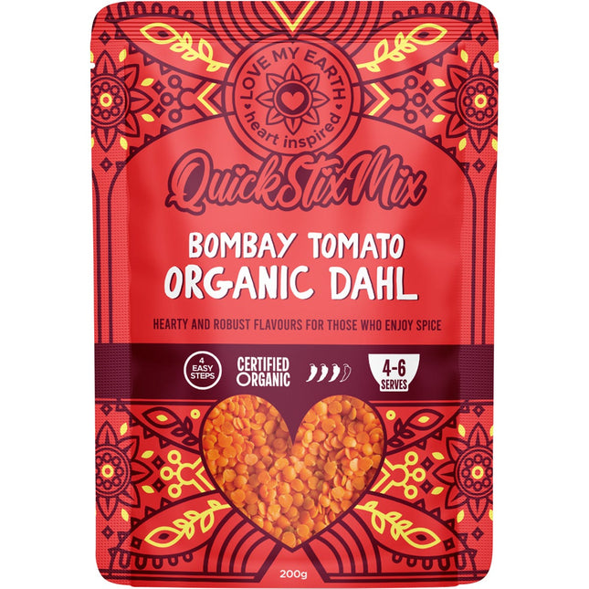 LOVE MY EARTH Quick Stix Mix Organic Dahl Bombay Tomato 200g | Grains & Pasta