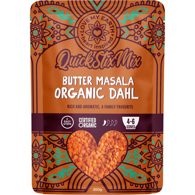 LOVE MY EARTH Quick Stix Mix Organic Dahl Butter Masala 200g | Grains & Pasta