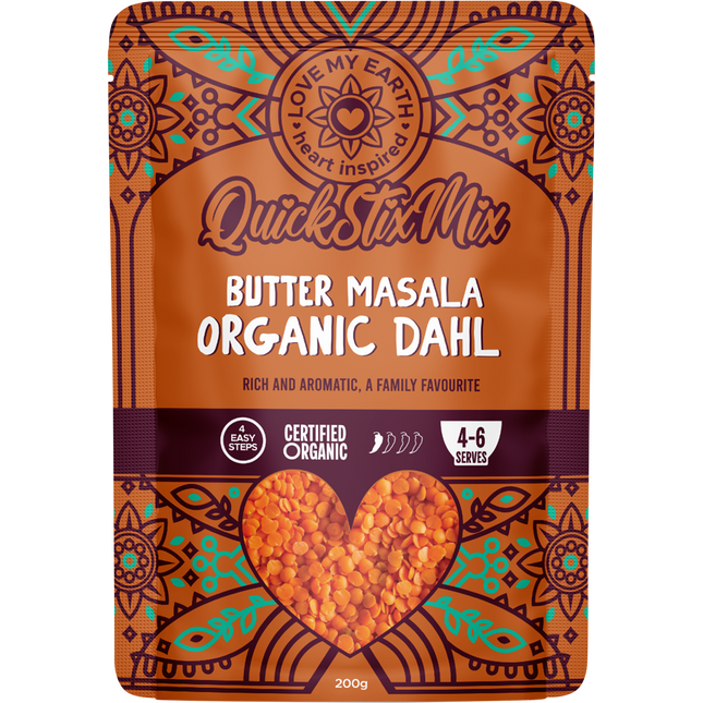 Love My Earth Quick Stix Mix Organic Dahl Butter Masala 200g