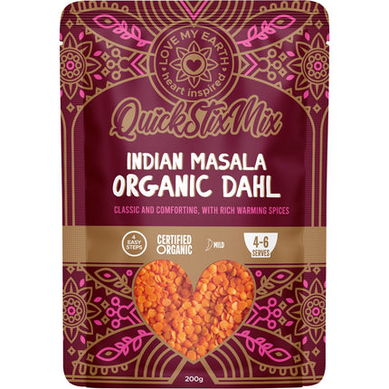 LOVE MY EARTH Quick Stix Mix Organic Dahl Indian Masala 200g | Grains & Pasta
