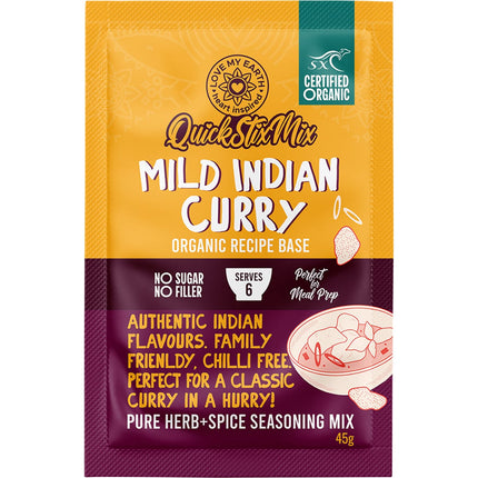 LOVE MY EARTH Quick Stix Mix Organic Recipe Base Mild Indian Curry 10x45g | Sauce & Condiment