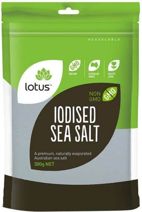 LOTUS SEA SALT IODISED-NO FLOWING AGENT 500GM