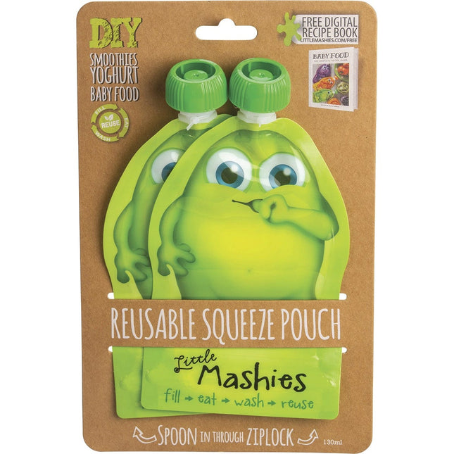 Little Mashies - Reusable Squeeze Pouch Green - 2x130ml