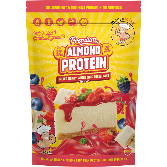 MACRO MIKE Premium Almond Protein Berry White Choc Cheezecake 800g