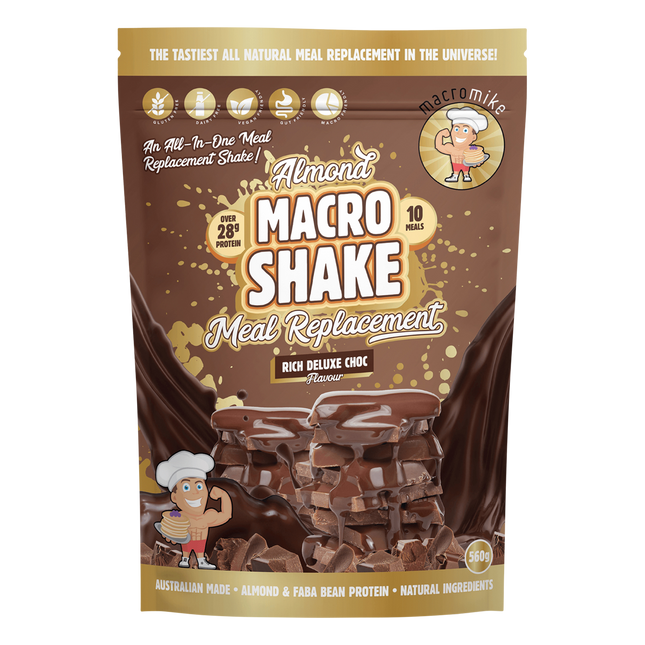 MACRO MIKE Almond Macro Shake Meal Replacement Rich Deluxe Choc 560g