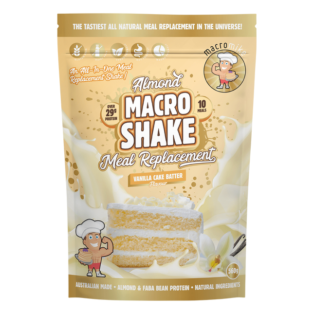 MACRO MIKE Almond Macro Shake Meal Replacement Vanilla Cake Batter 560g