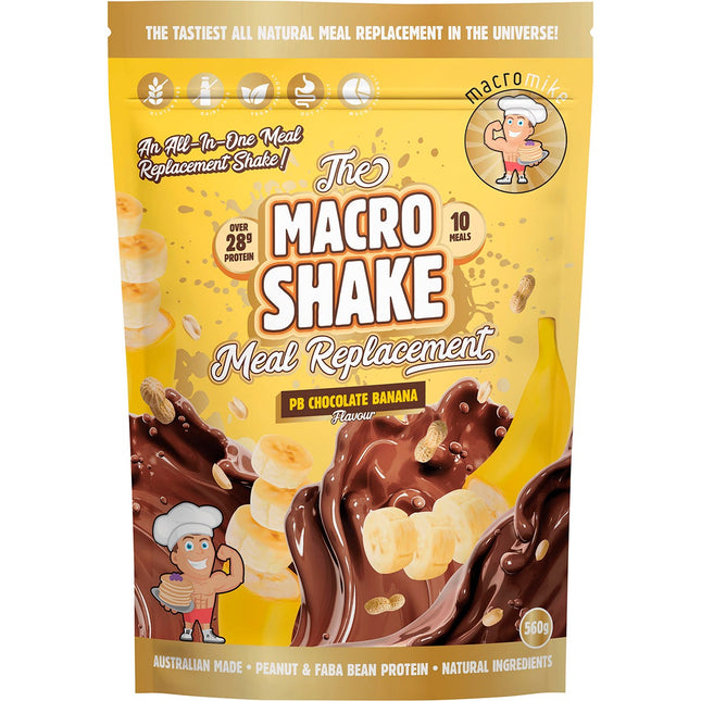 MACRO MIKE - THE MACRO SHAKE MEAL REPLACEMENT PB CHOCOLATE BANANA 560G