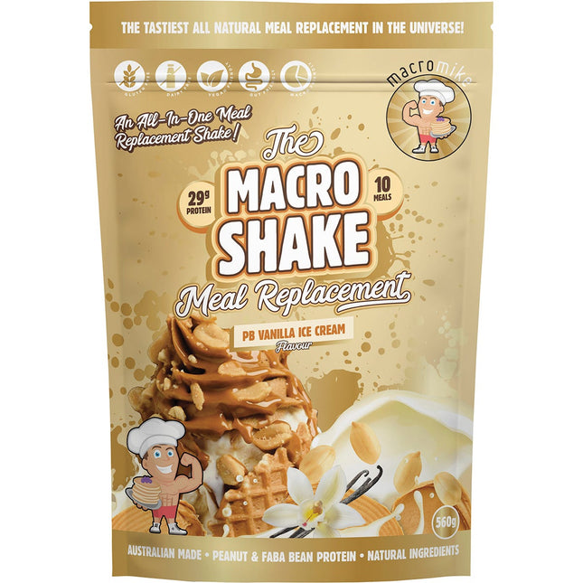 MACRO MIKE - The Macro Shake Meal Replacement PB Vanilla Ice Cream - 560g