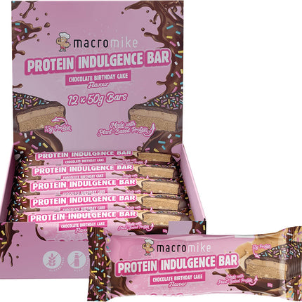 MACRO MIKE - Protein Indulgence Bar Chocolate Birthday Cake - 12x50g