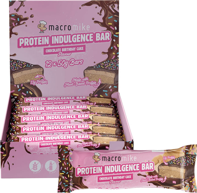 MACRO MIKE - Protein Indulgence Bar Chocolate Birthday Cake - 12x50g