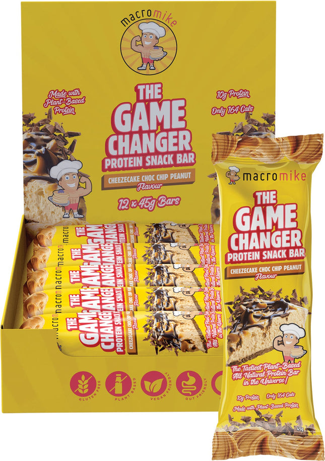 MACRO MIKE - THE GAME CHANGER PROTEIN BAR CHEEZECAKE CHOC PEANUT 12X45G